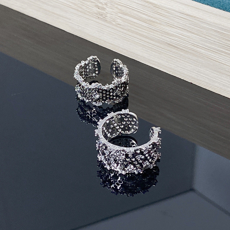 Ancient Style Black Lace Retro Simple Opening Ring