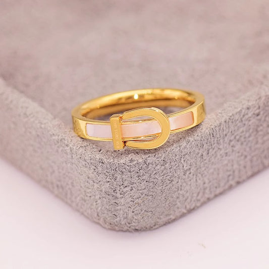 Titanium Steel Gold Fashion Female Design Ring