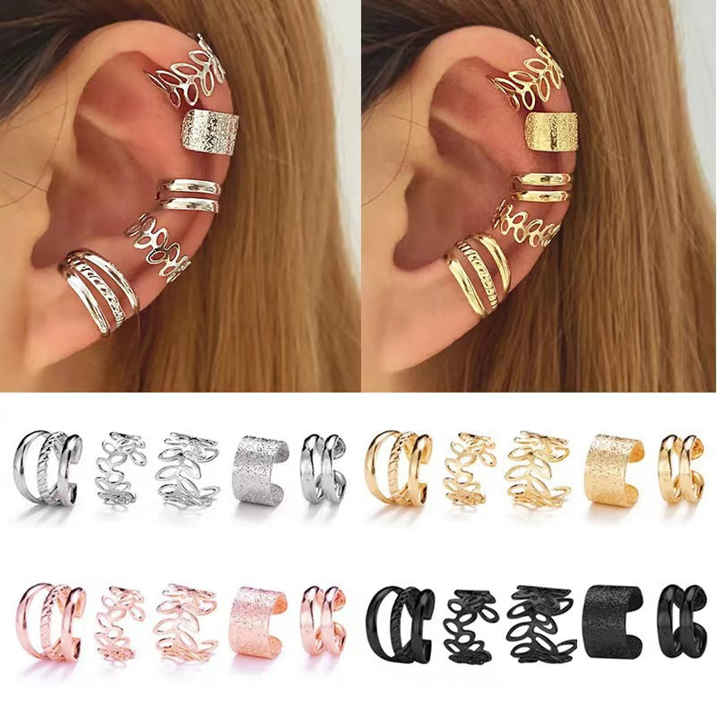Simple Ear Clip Personalized Golden Leaf Earrings