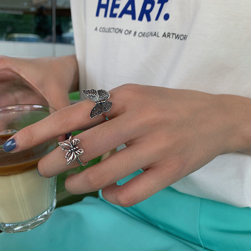 Women's Vintage Retro Butterfly Index Finger Geometric Ring