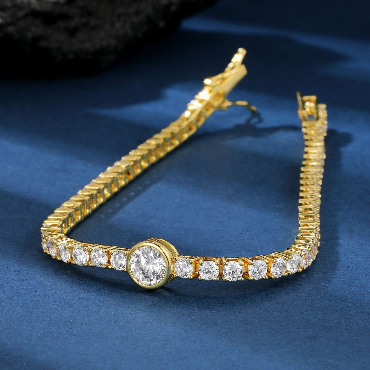 Women's & Men's Gold Tennis Horoscope Buckle Zircon Bracelet