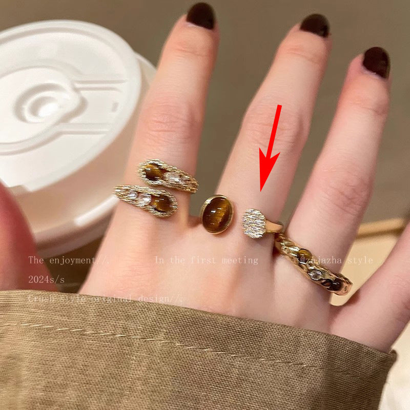 Pearl Zircon Butterfly Female Niche High-grade Light Luxury Couple Temperament Ring
