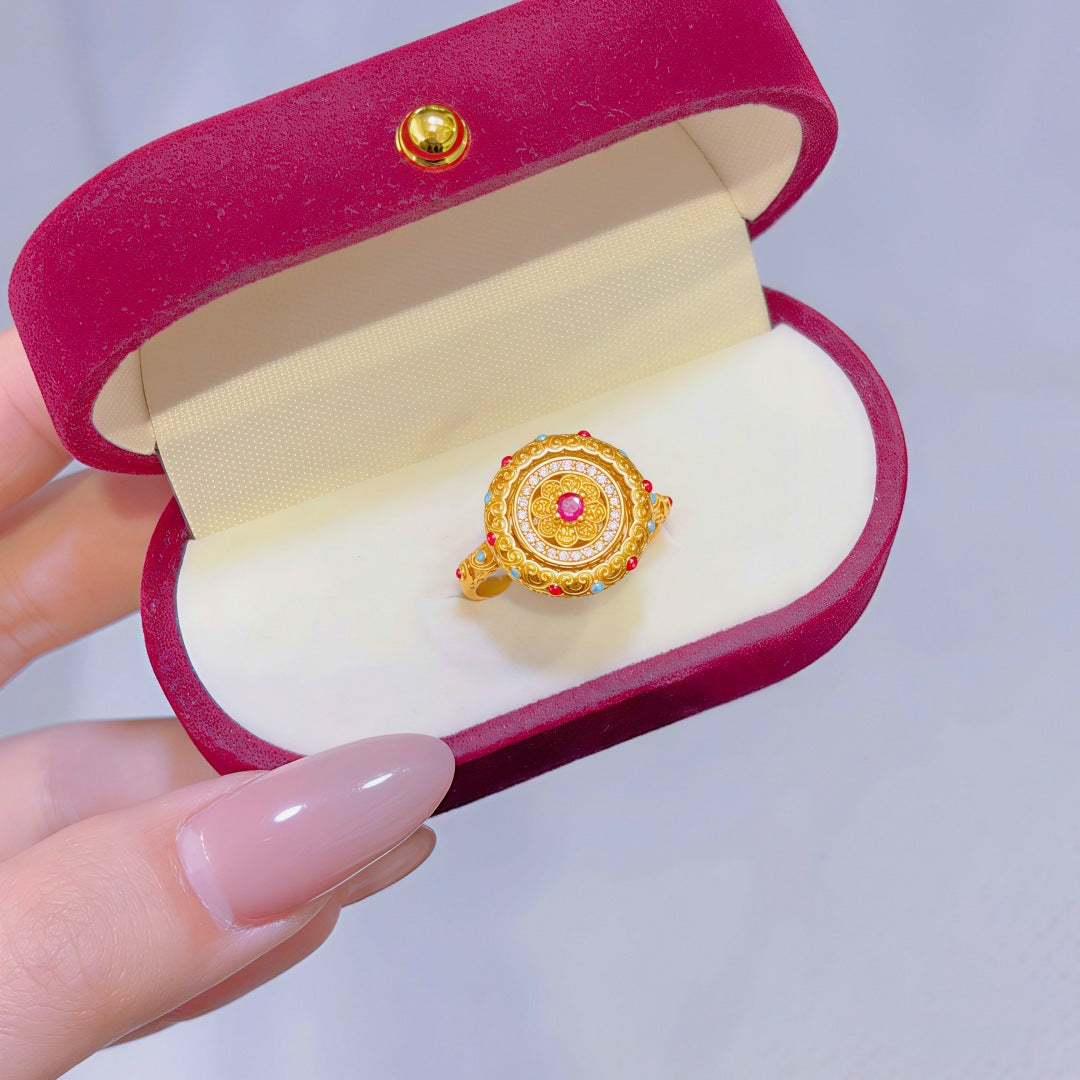 Women's Alluvial Gold Retro Affordable Luxury Design Brass Plated Fashion Ring