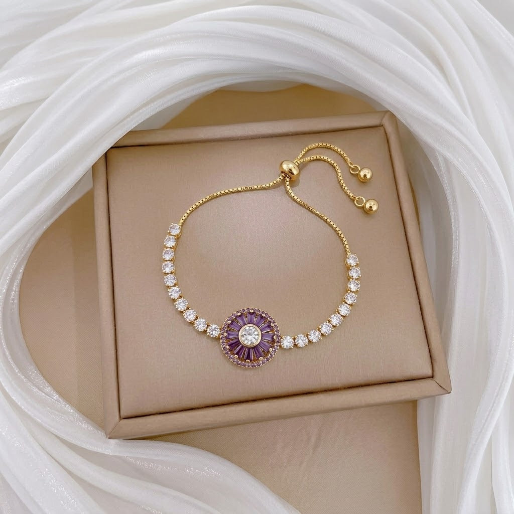 Design Rotating Bauhinia Zircon Flower Gas Clavicle Chain Necklace