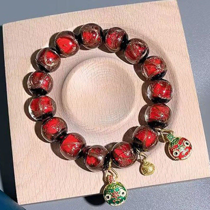 Style Fragrant Gray Colored Glaze Five Elements Lucky Swallowing Gold Bracelet