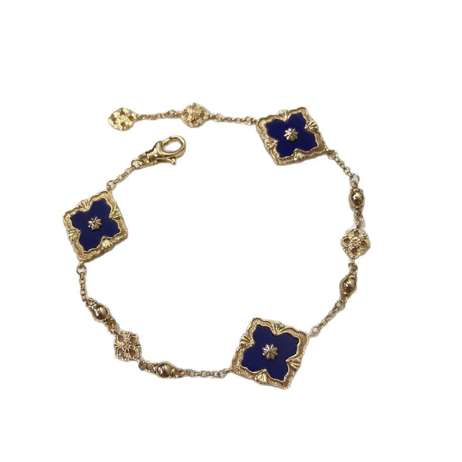 Single Three Flowers Pork Belly Female Vintage Court Style Affordable Bracelet