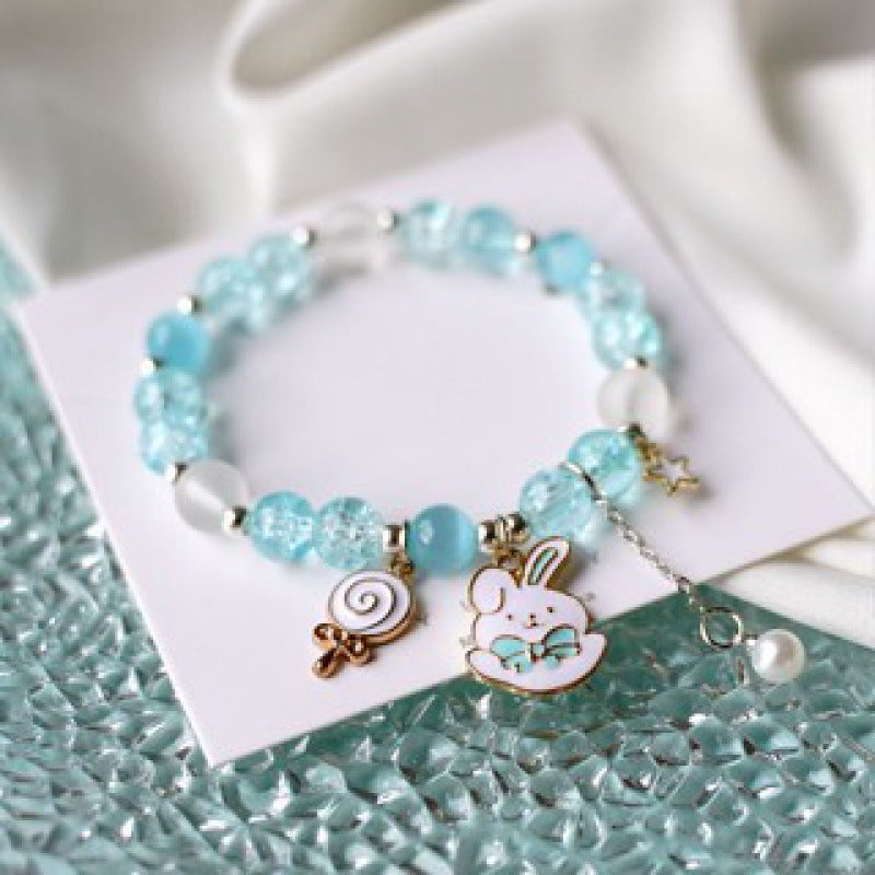 Female Aquamarine Gray Moonlight Natural Crystal Bracelet