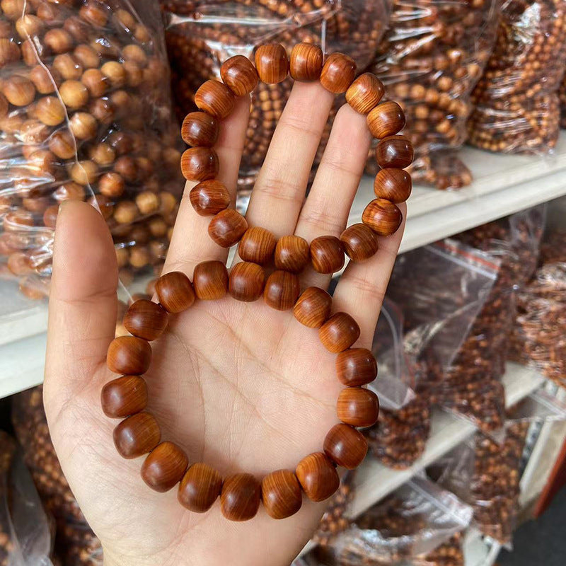 Black Oil High Density Wooden Prayer Beads Gentiana Pattern Bracelet
