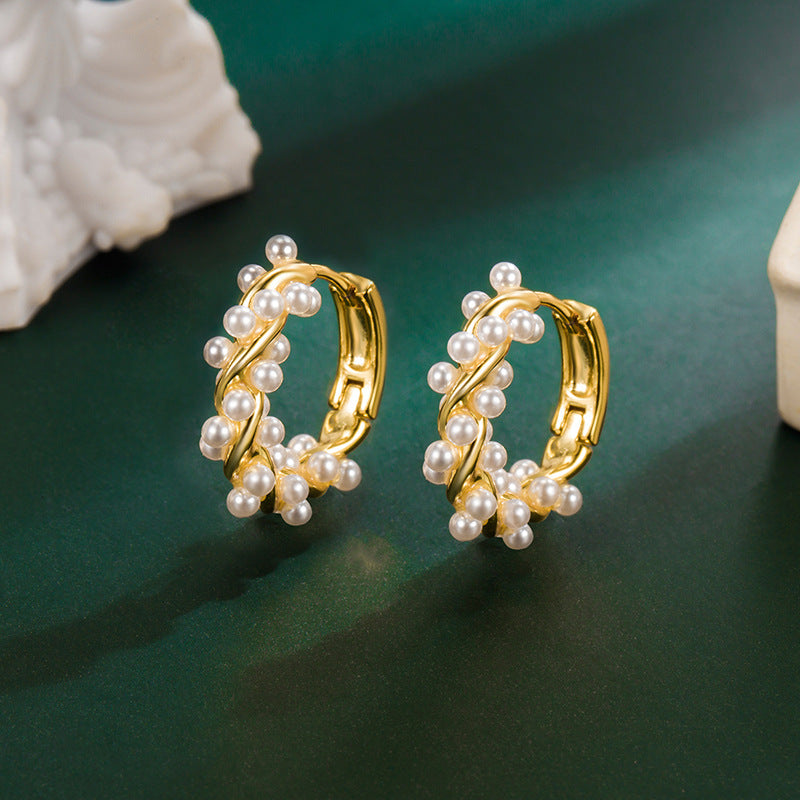 Women's Luxury Temperament Circle Pearl Trendy Clip Rings