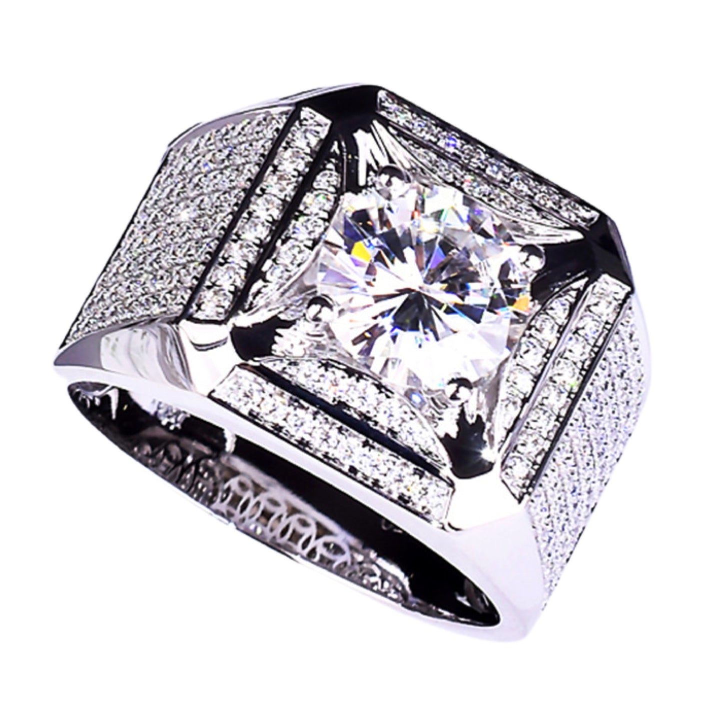 Food Luxury Full Diamond Wide Gentleman Imitation Moissanite Rings