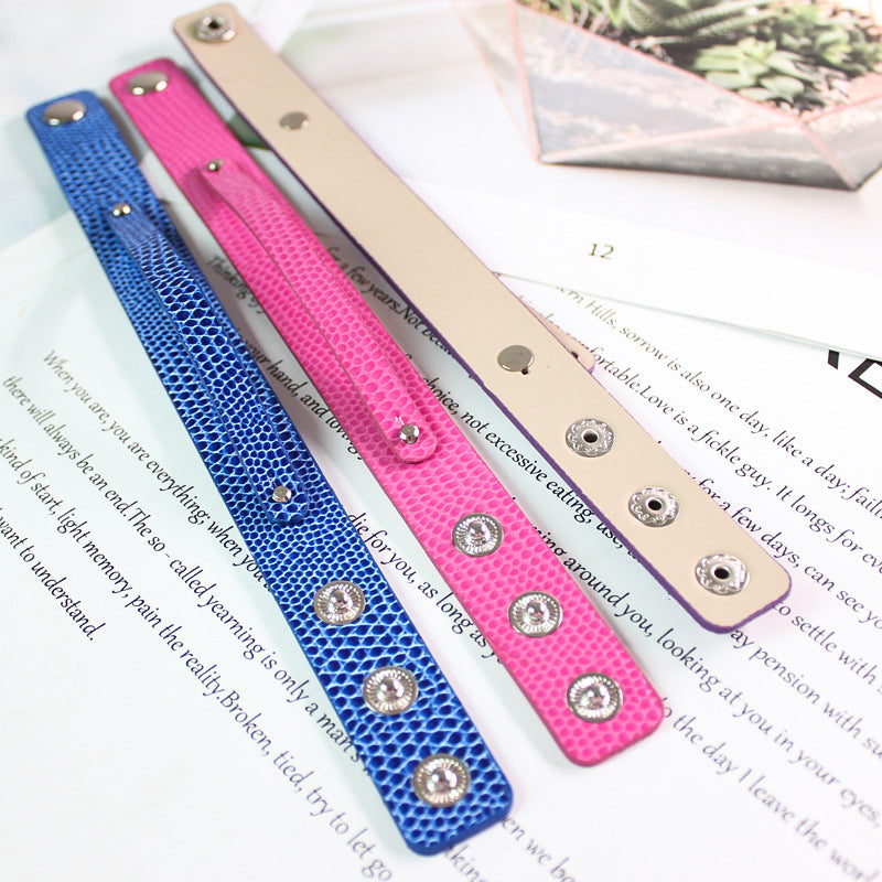Wrist Strap Imitation Leather Personalized Letter Drop Oil Snap Bracelet