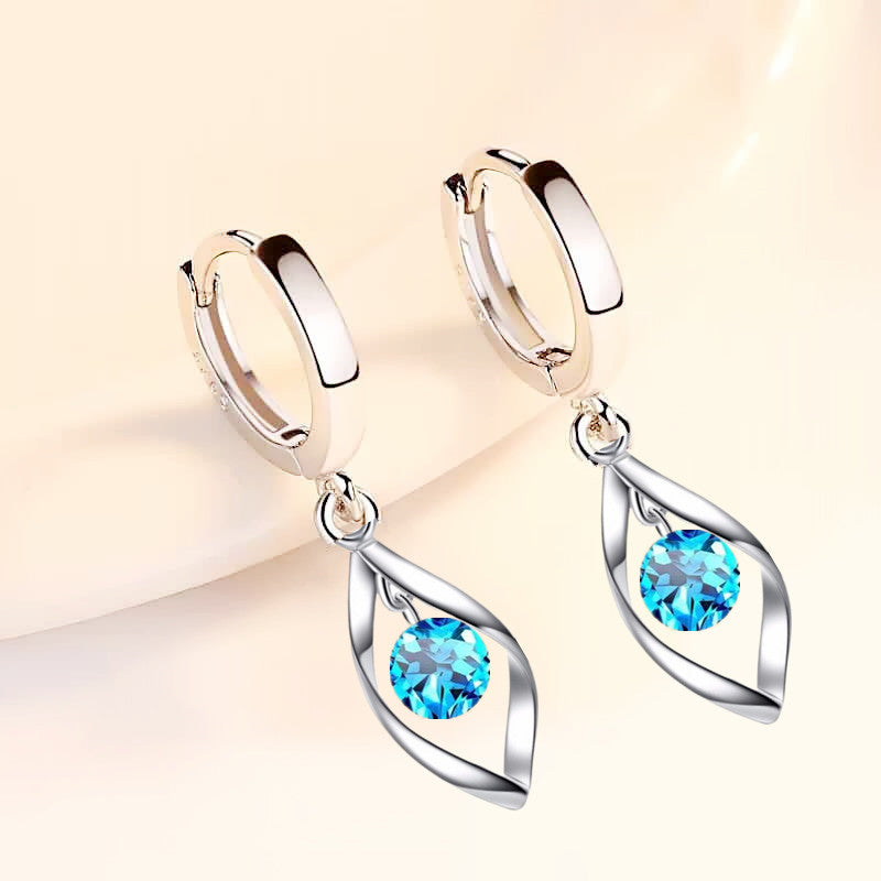 Women's Zircon Simple Sier Rotating Love Pearl Mid-length Earrings