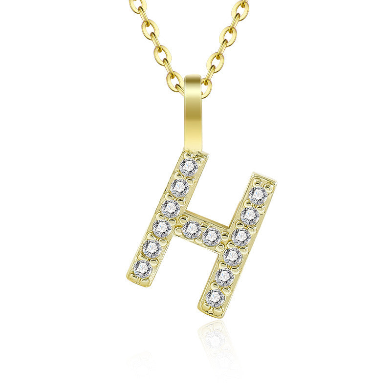 Diamond Inlaid Zircon English Letter Female Pendants