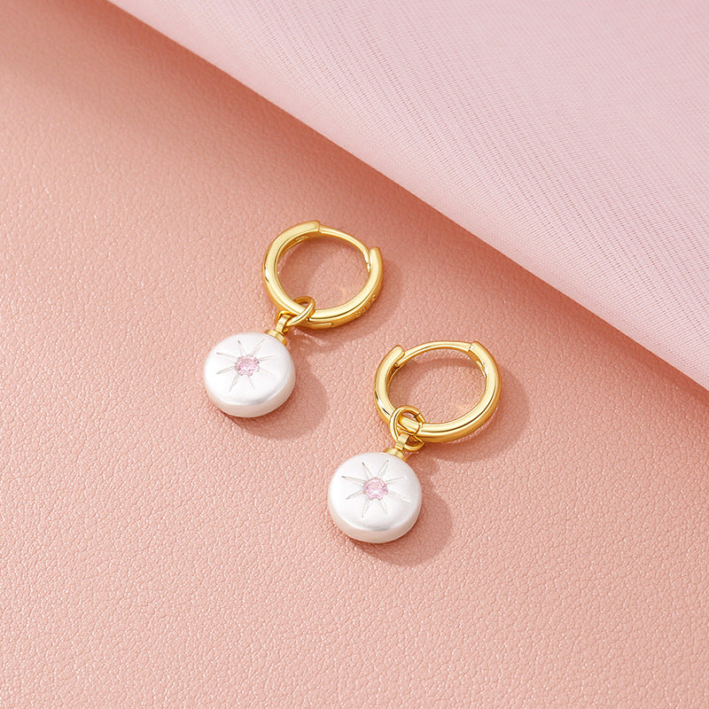 Women's Button Pearl Carved Fashionable Elegant White Rings
