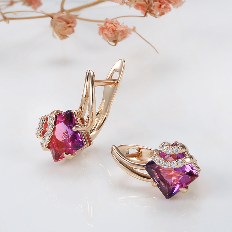 Women's Fashion Zircon Creative Popular Rose Gold Square Rings