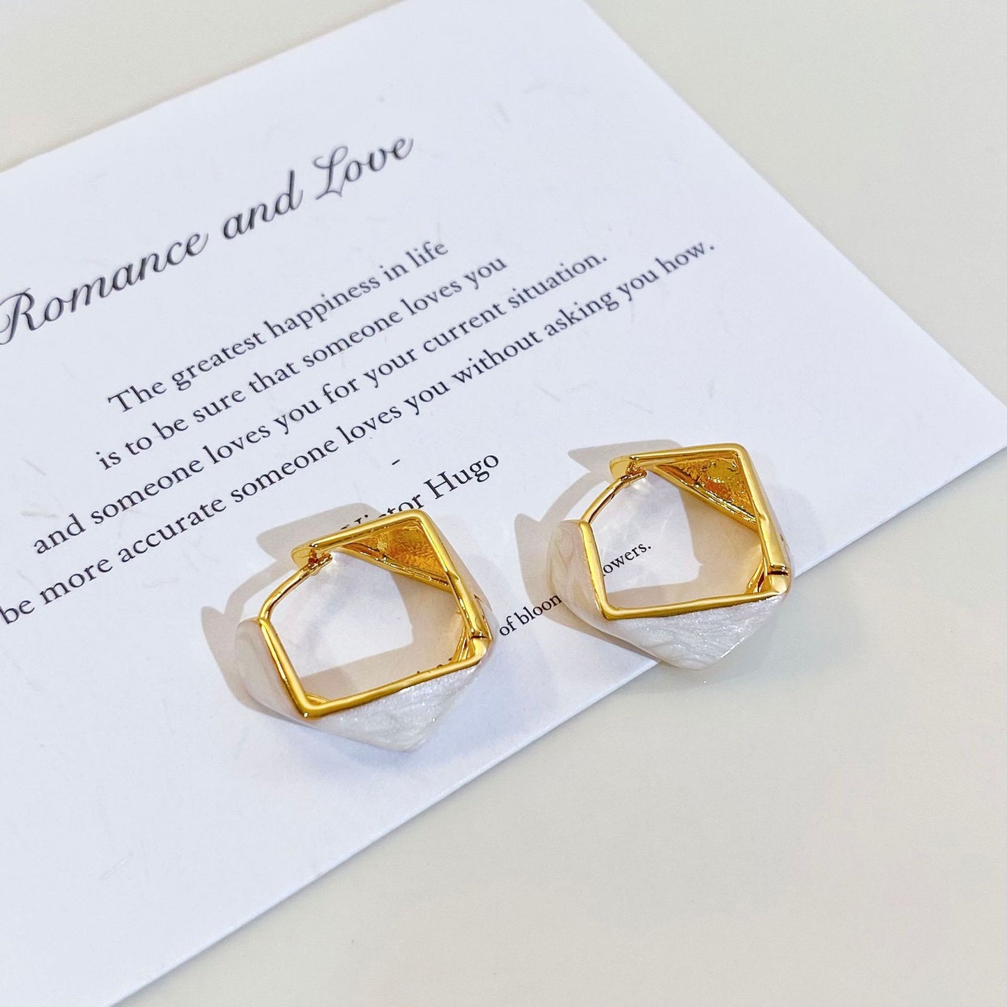 Copper Plated Real Gold Irregular Polygon Enamel Drip Glazed Color Earrings