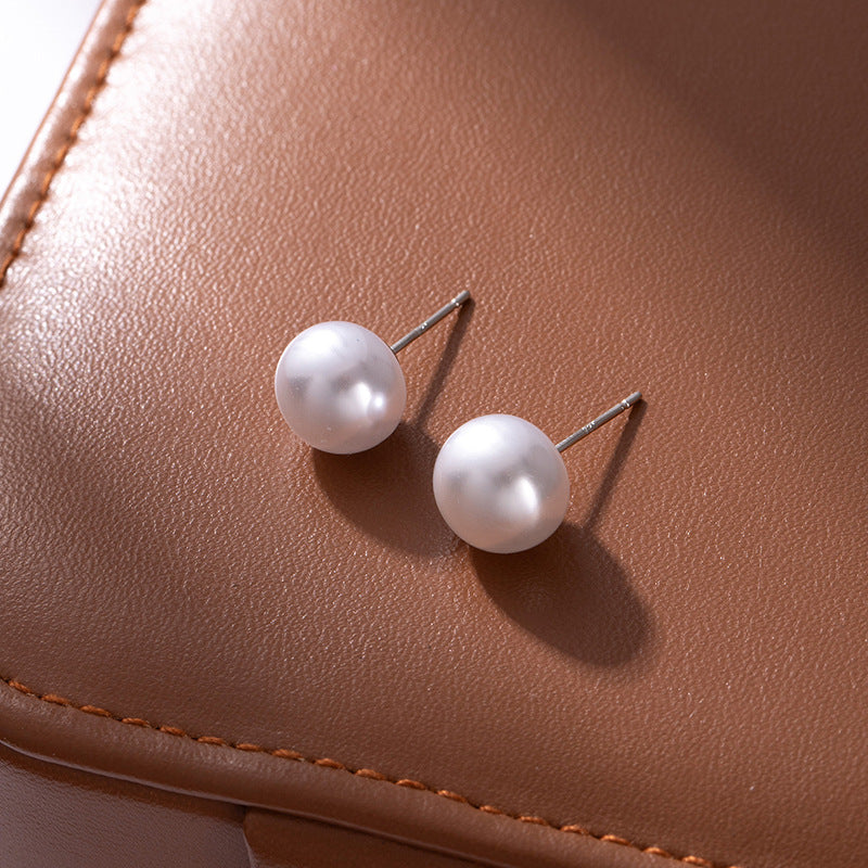 Bread Pearl Female Sier Needle High-grade Light Luxury Shell Pearls Stud Earrings