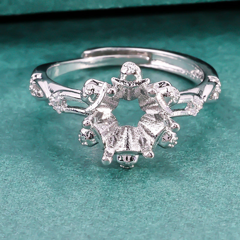 Setting Round Luxury Pointed Bottom Chinese Diamond Live Ring