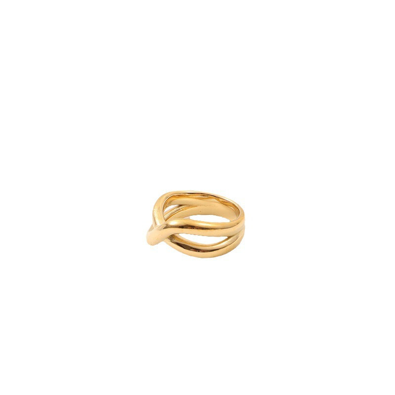 Cross Art Abstract Design Titanium Steel Gold Rings