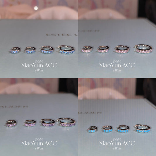 Simple Blue Zircon Straight Needle Ear Female Edge Stud Earrings