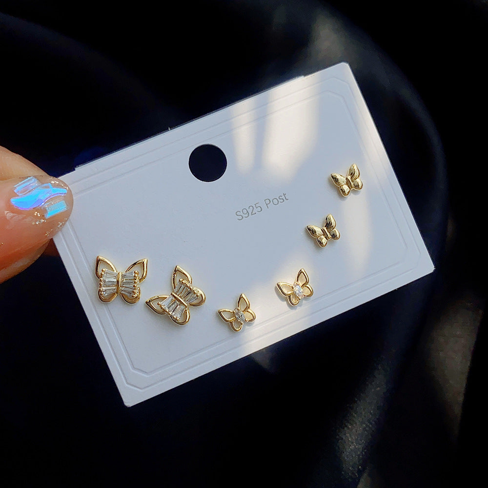 Women's Gold Plating Inlaid Zircon Set Suit One Card Earrings