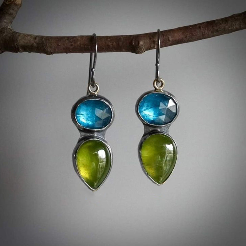 Durable Drop-shaped Blue Gem Handmade Drop Rings