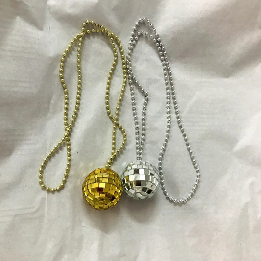 Mirror Disco Ball Gold Sier Costume Generation Necklace