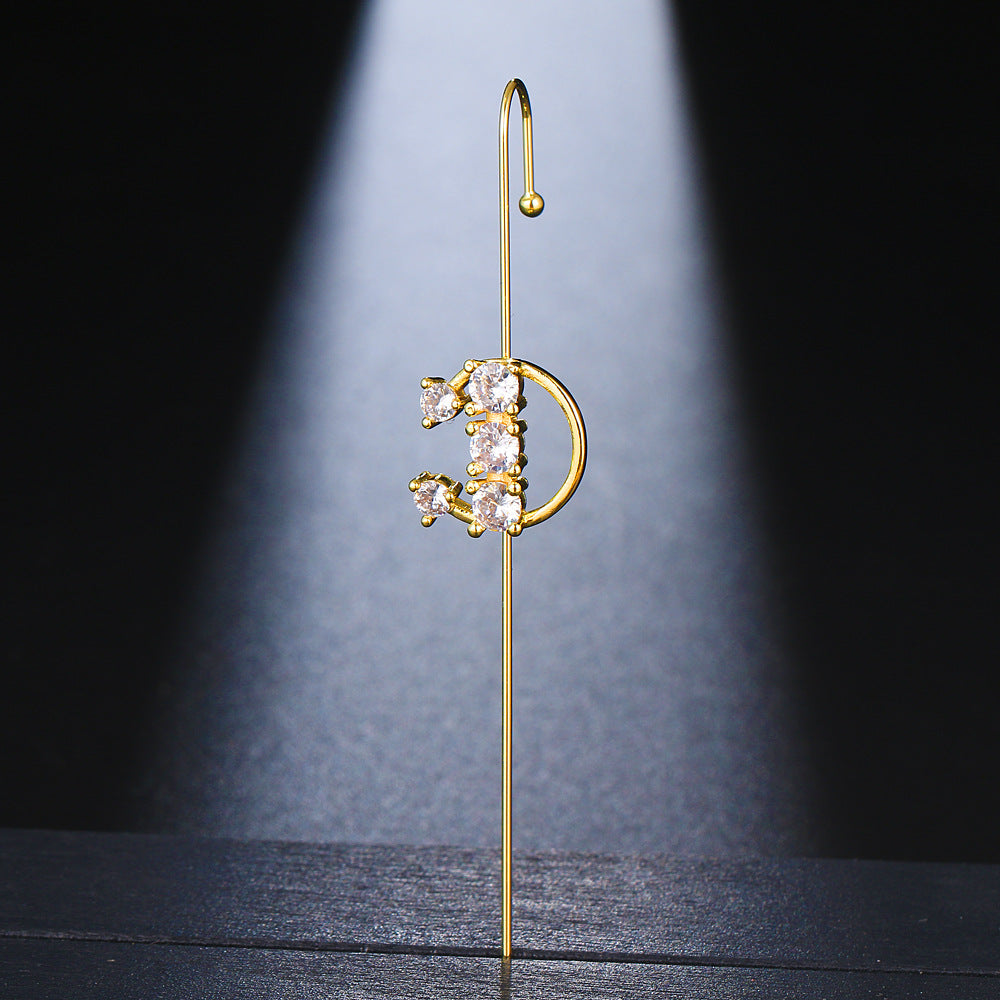Super Fairy Copper Inlaid Zircon Temperamental Cold Style Earrings
