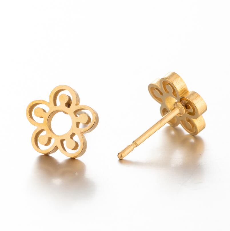 Lotus Ear Bone Hollow Origami Stainless Stud Earrings