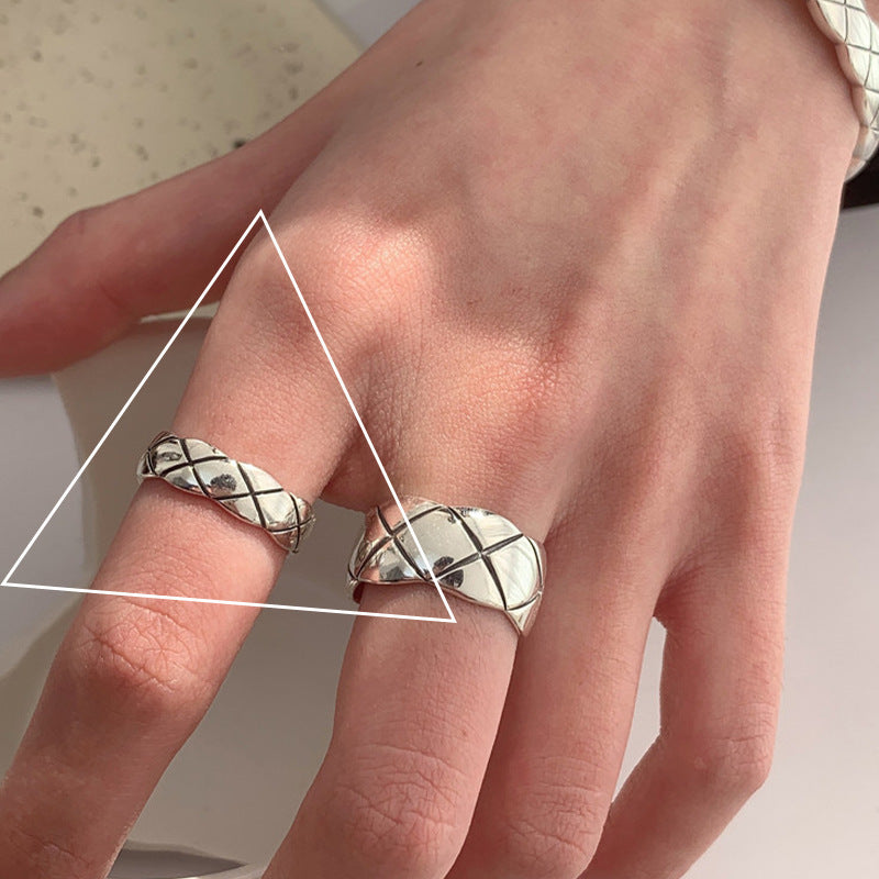 Personality Rhombus Design Sense Minority Simple Light Luxury Wide Narrow Ring
