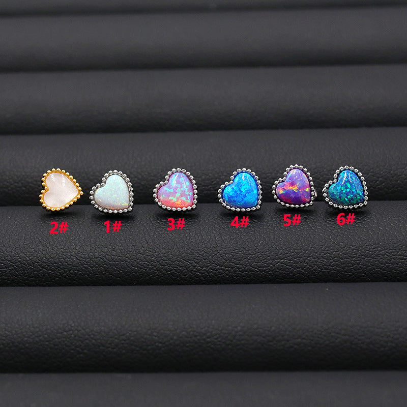 Trendy Fashion Sweet Milk White Color Opal Love Earrings