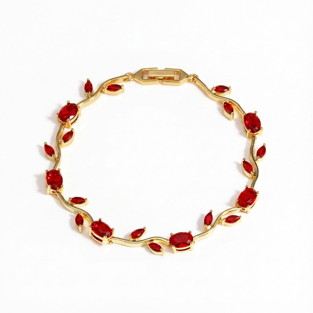 Green Copper Inlaid Zircon Light Luxury High-grade Bracelet