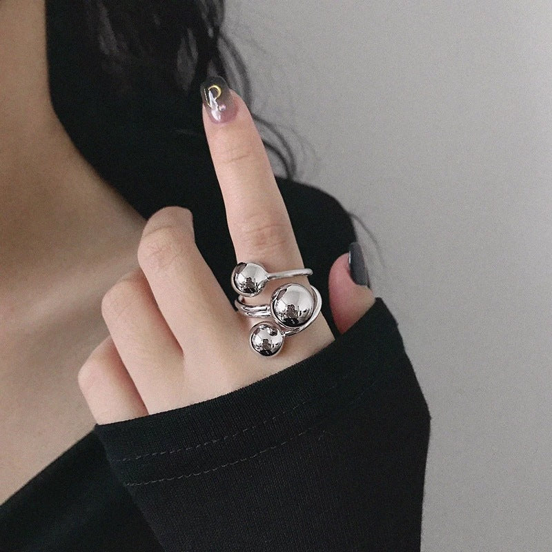 Female Temperament Planet Index Finger Simple Textured Rings