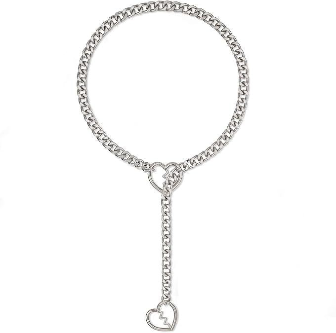 Punk Gothic Cuban Adjustable Love Heart Necklace