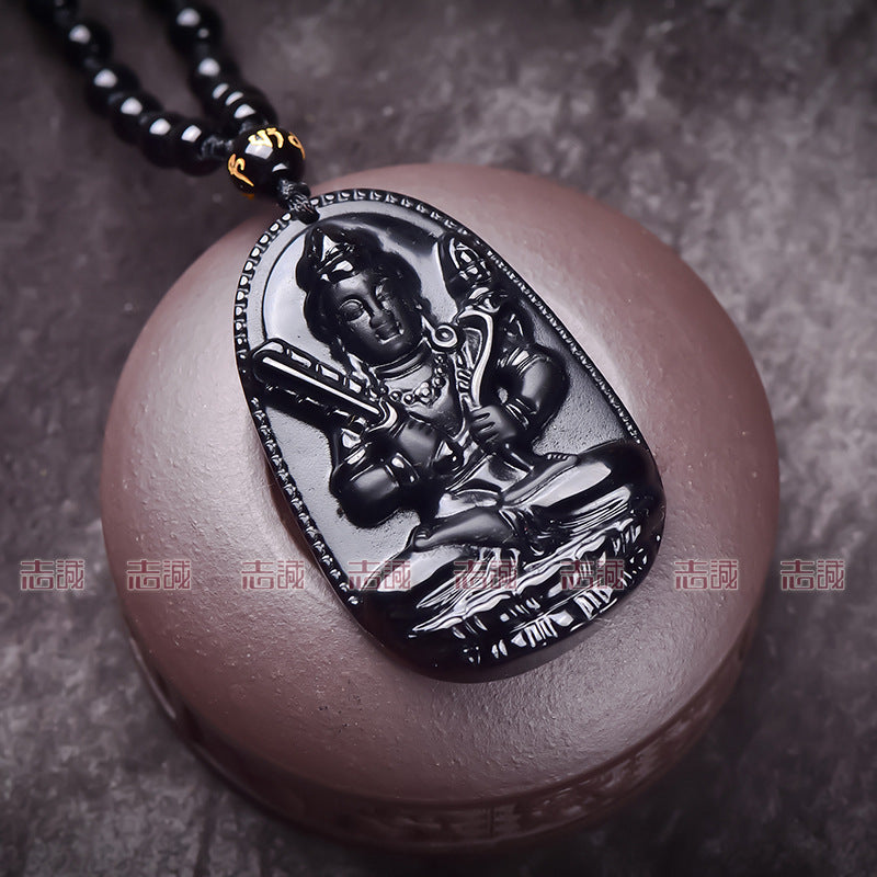 Women's & Men's Send Certificate Natural Icy Frosted Obsidian Zodiac Pendants