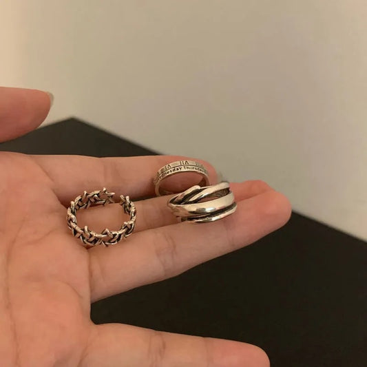 Women's Design Cold Style Index Finger Little Retro Distressed Roman Digital Ring