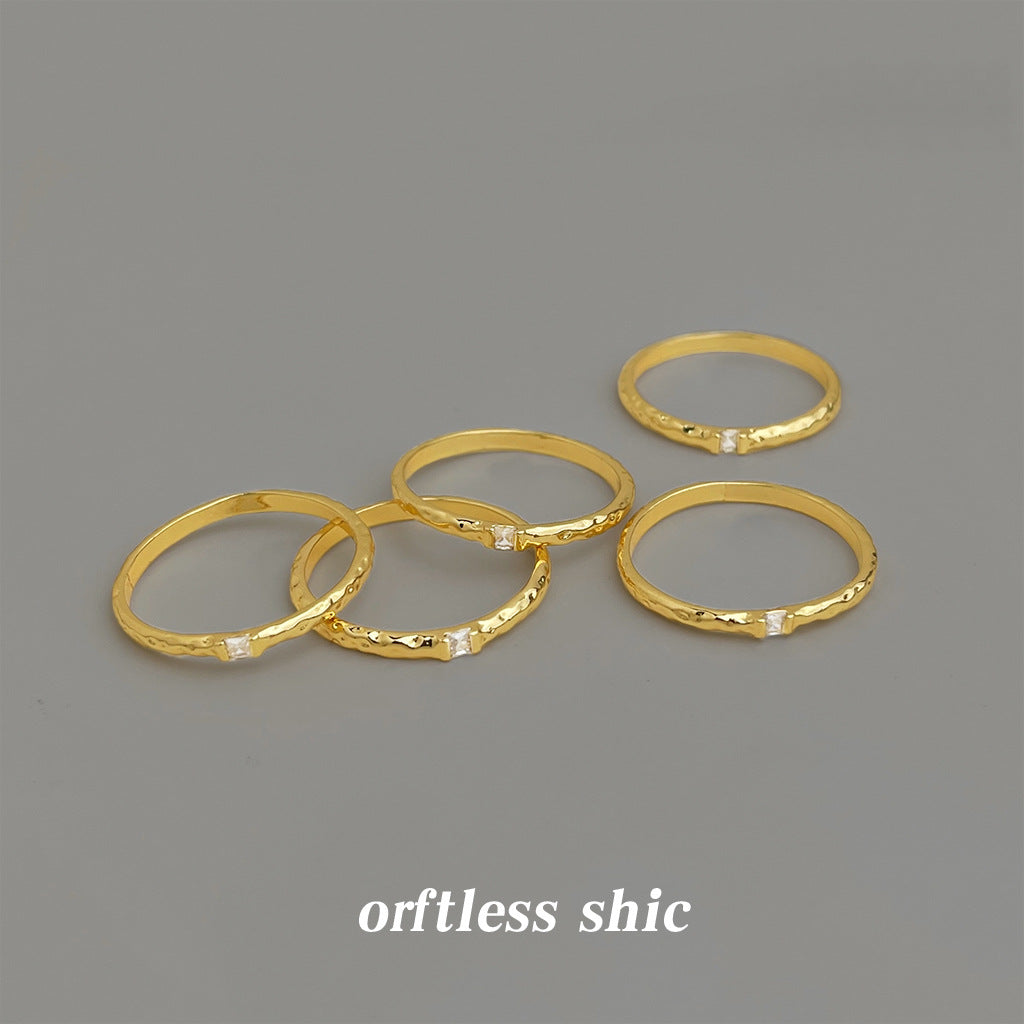 Women's Micro Inlaid Zircon Simple Light Luxury Style Average Size Index Rings