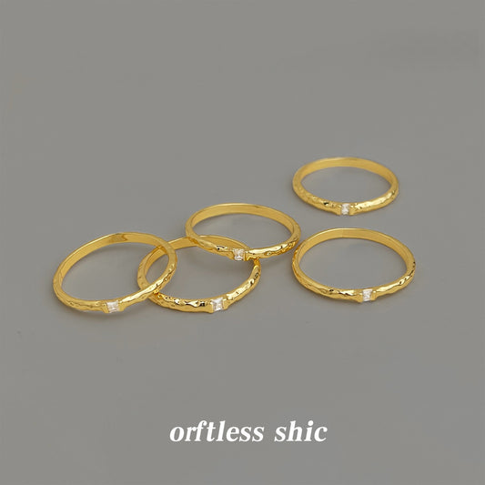 Women's Micro Inlaid Zircon Simple Light Luxury Style Average Size Index Rings