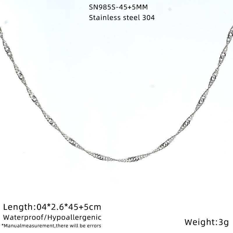 Stainless Steel Figaro Chain Hemp Flowers Water Necklace