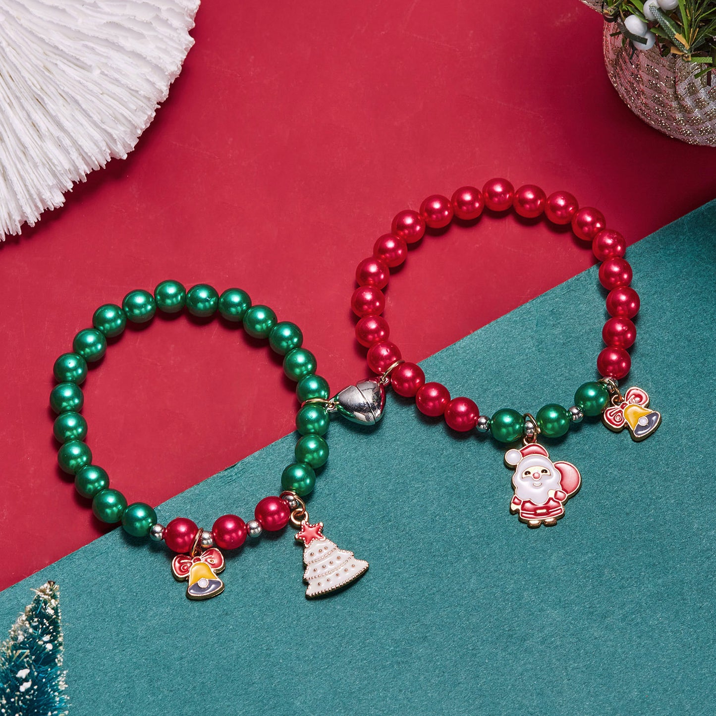 Love Magnetic Couple Christmas Ornament Tree Bracelets