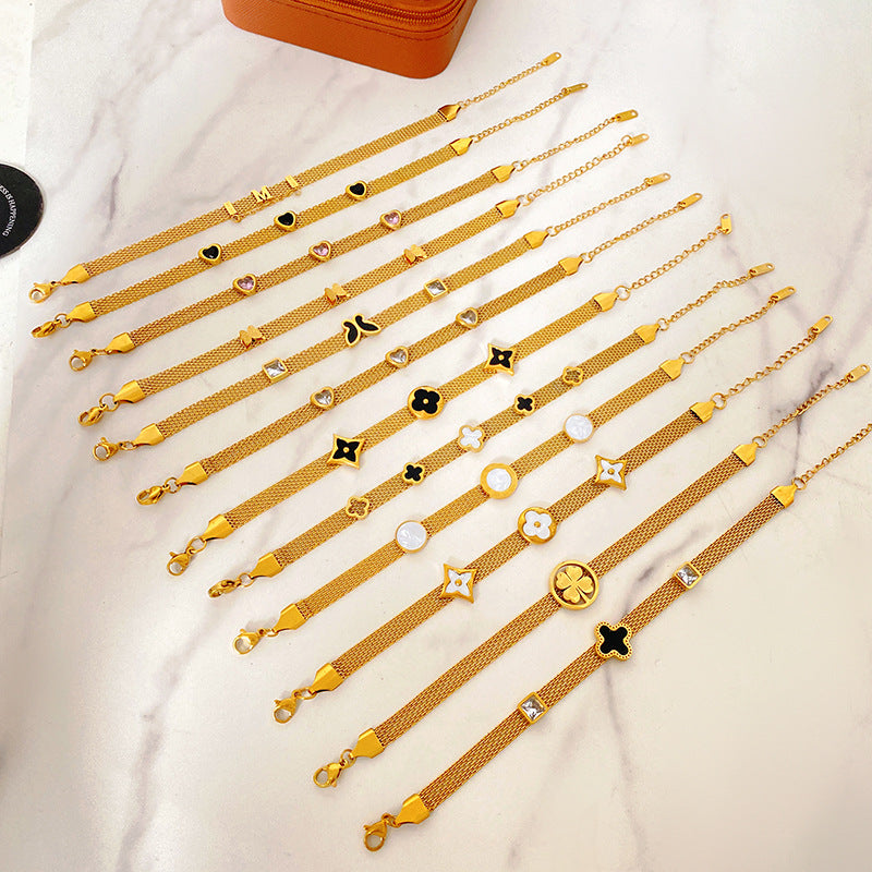 Light Luxury Micro Inlaid Zircon Woven Wire Mesh Fashion Temperament Bracelet