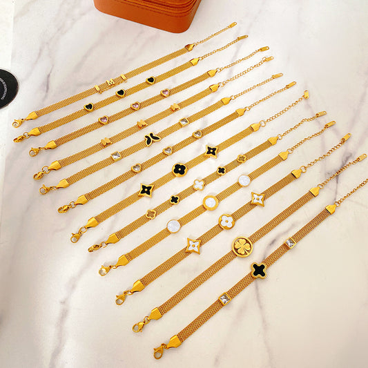 Light Luxury Micro Inlaid Zircon Woven Wire Mesh Fashion Temperament Bracelet