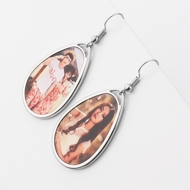 Heart-shaped Round Water Drop Triangle Square Blank Earrings
