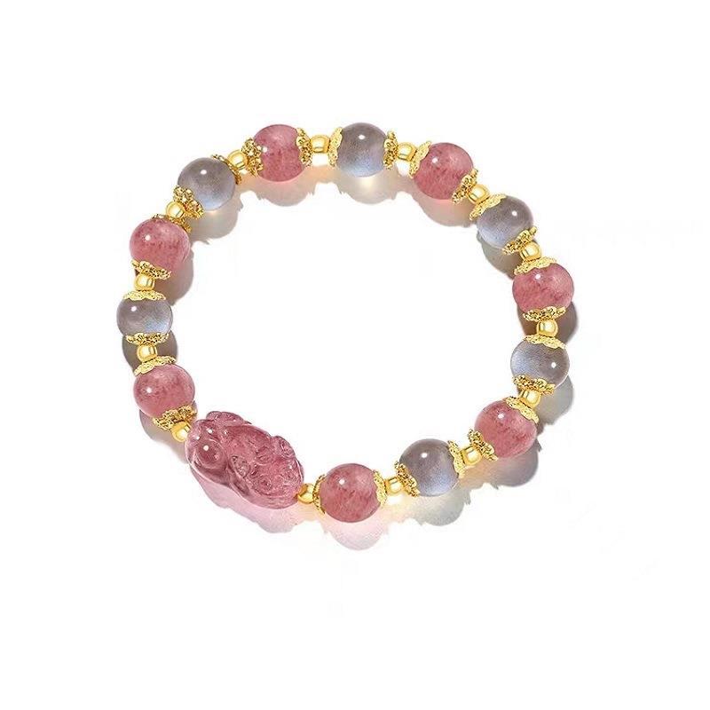 Natural Strawberry Obsidian Pi Female Niche Bracelets