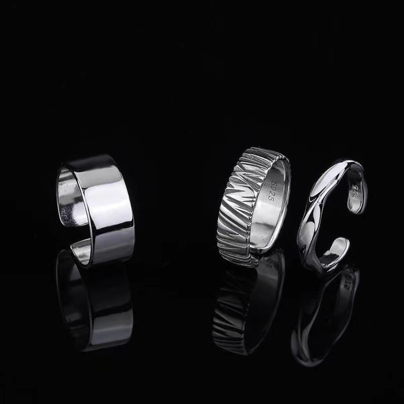 Retro Punk Irregular Simple Twist Pattern Open Ring