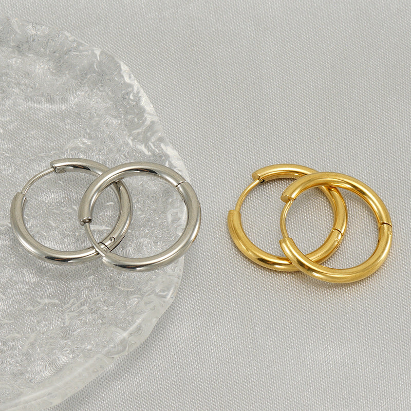 Women's & Men's Stainless Steel Circle Ear Clip Versatile Personality Earrings