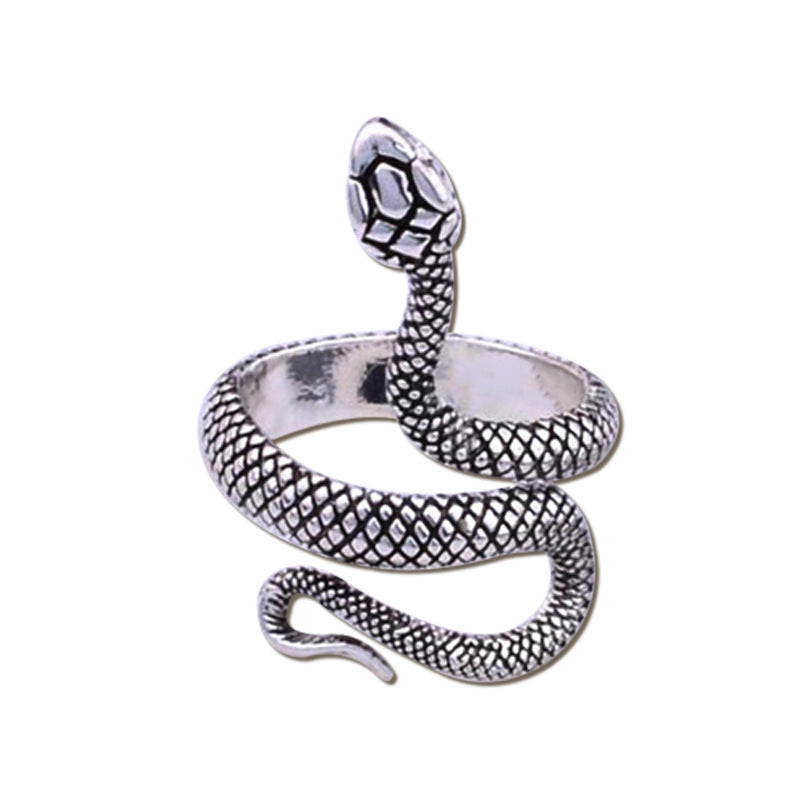 Sier-plated Paint Snake Unisex Retro Source Rings