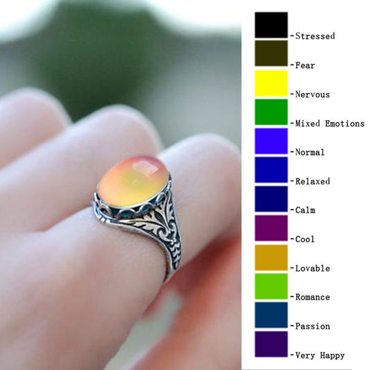 Temperature Sensing Color Changing Finger Jewelry Vintage Round Rings