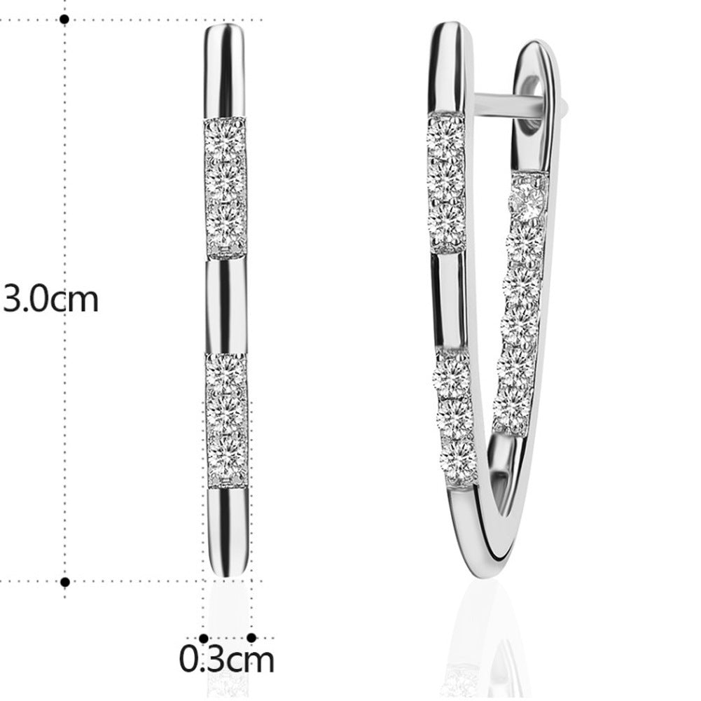 Women's Rose Gold Inlaid Shiny Zircon Retro Earrings