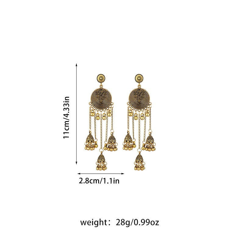 Round Bell Long Personalized Bohemian Ethnic Earrings